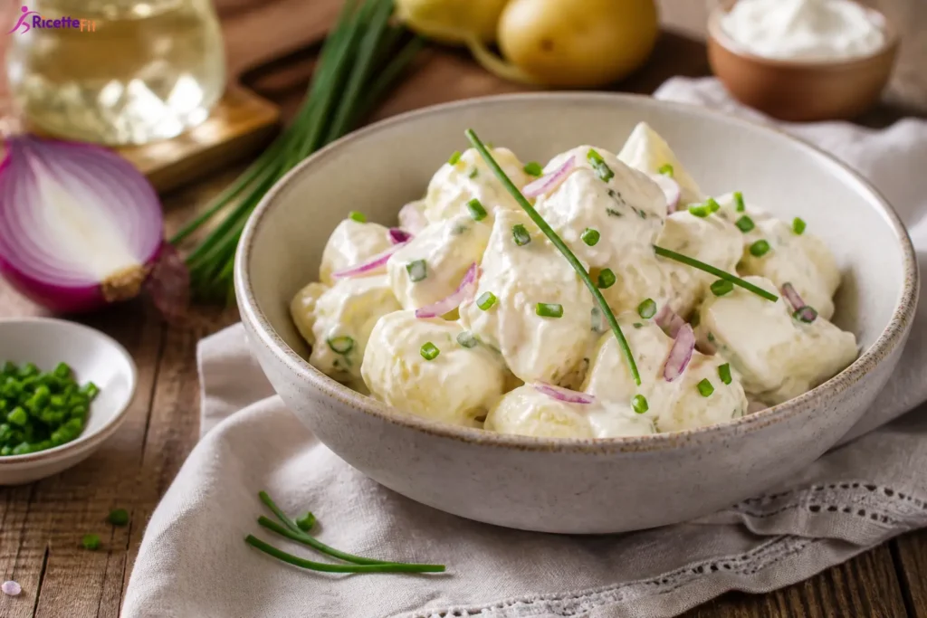 Insalata di patate novelle con yogurt greco ed erba cipollina