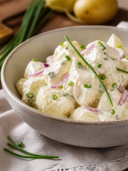 Insalata di patate novelle con yogurt greco ed erba cipollina