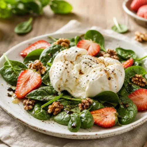 Insalata di spinaci, fragole e aceto balsamico