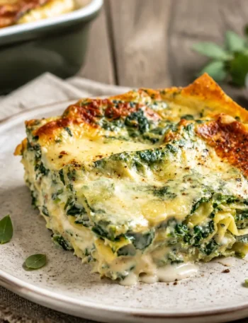 Lasagne light con spinaci e yogurt greco cremose e gratinate