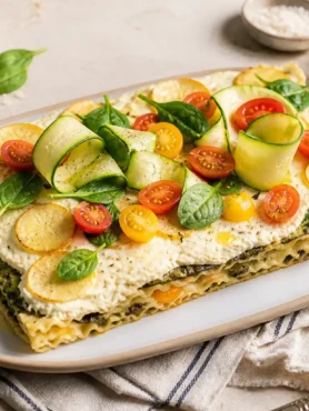Lasagnette al limone fit con ricotta, zucchine, spinacini e pomodorini