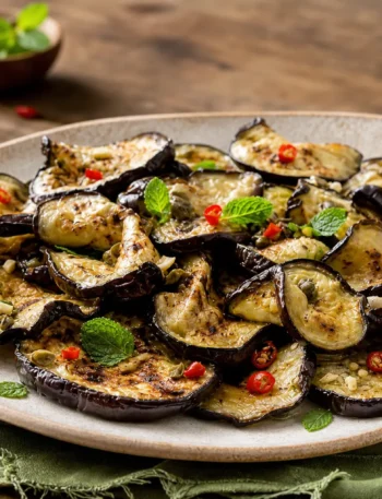Melanzane marinate con capperi, peperoncino e menta
