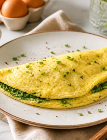 Omelette con erbette e ricotta magra servita nel piatto