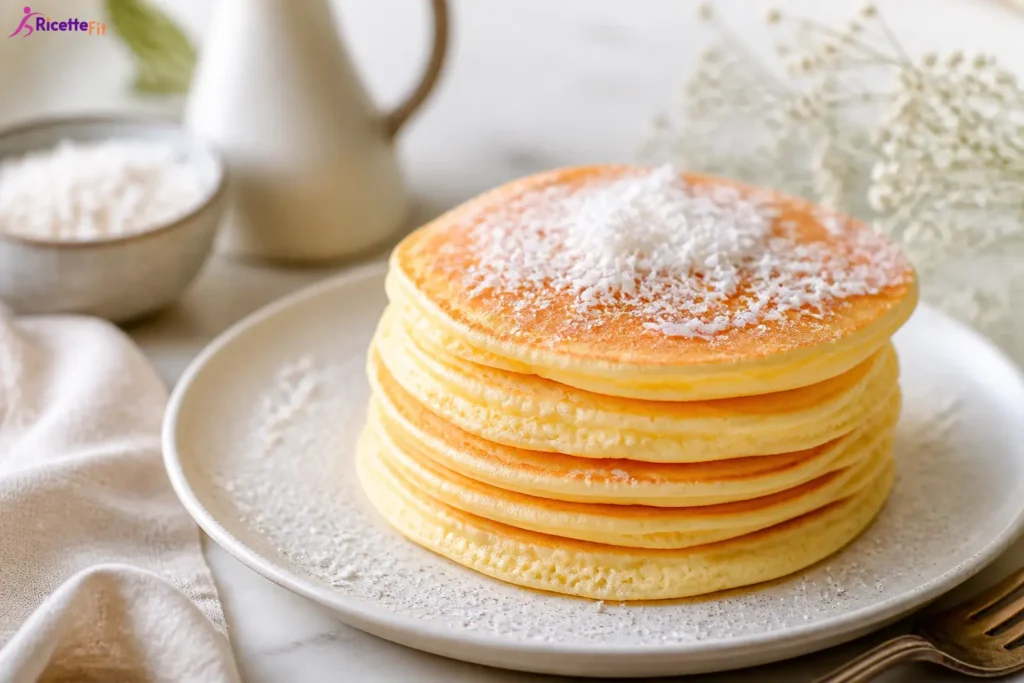 Pancakes al cocco fit soffici con cocco rapè