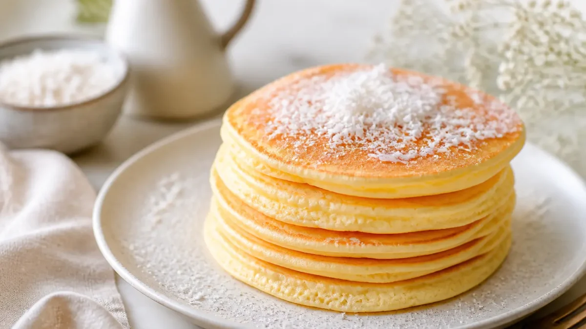 Pancakes al cocco fit soffici con cocco rapè