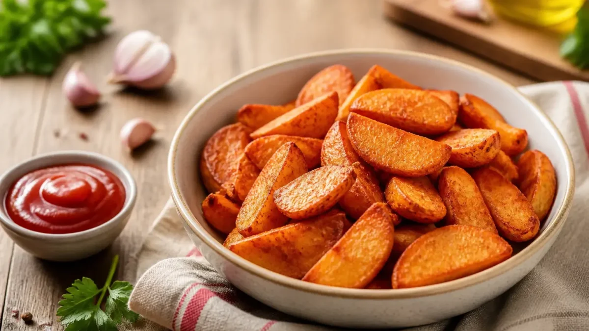 Patate dolci al forno con paprika affumicata e salsa rossa