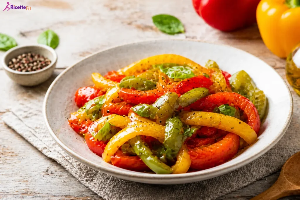 Peperonata piccante fit con peperoni colorati e basilico fresco