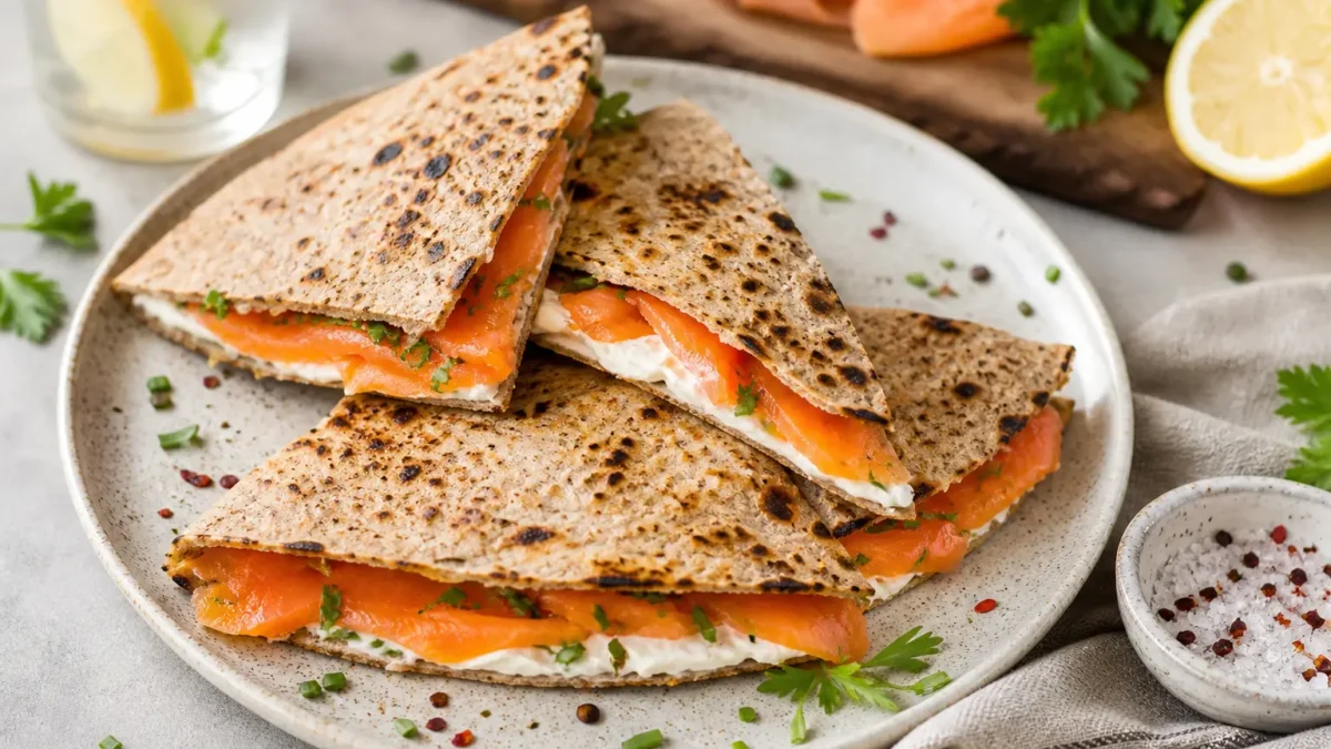 Piadina integrale con salmone affumicato e yogurt greco