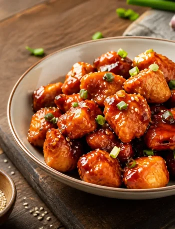 Pollo al sesamo con salsa teriyaki light in ciotola