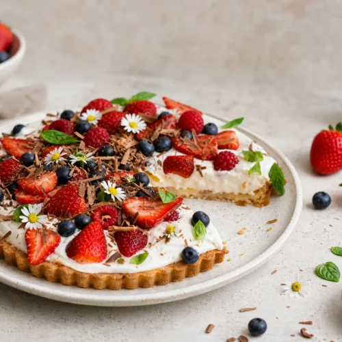 Torta alle bacche con crema allo yogurt greco