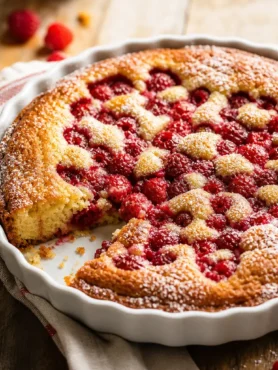 Torta di mandorle e bacche con lamponi in tortiera bianca