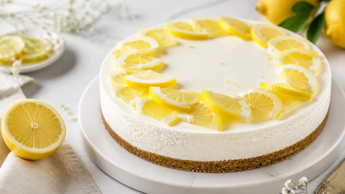 Torta fredda al limone fit con yogurt greco e base integrale