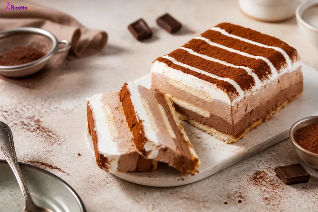 Tronchetto gelato fit panna e cioccolato con cacao e biscotti integrali