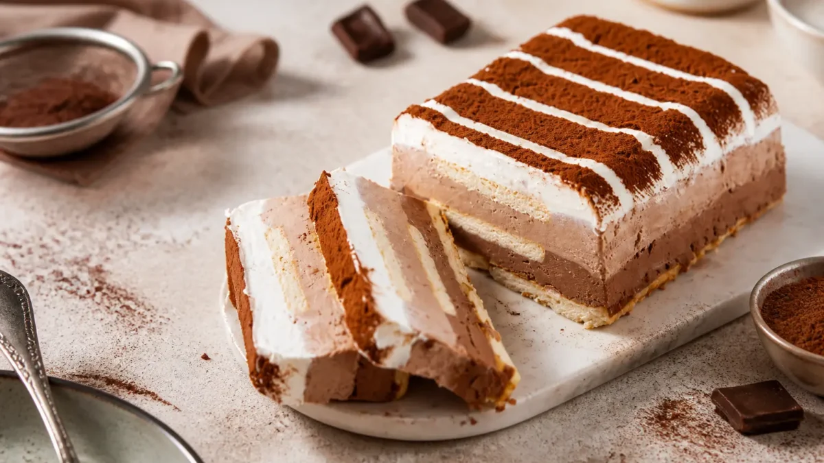 Tronchetto gelato fit panna e cioccolato con cacao e biscotti integrali