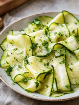 Zucchine alla menta e limone con nastri marinati ed erbe fresche