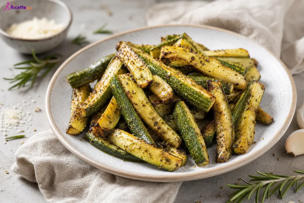 Zucchine con friggitrice ad aria dorate con erbe aromatiche