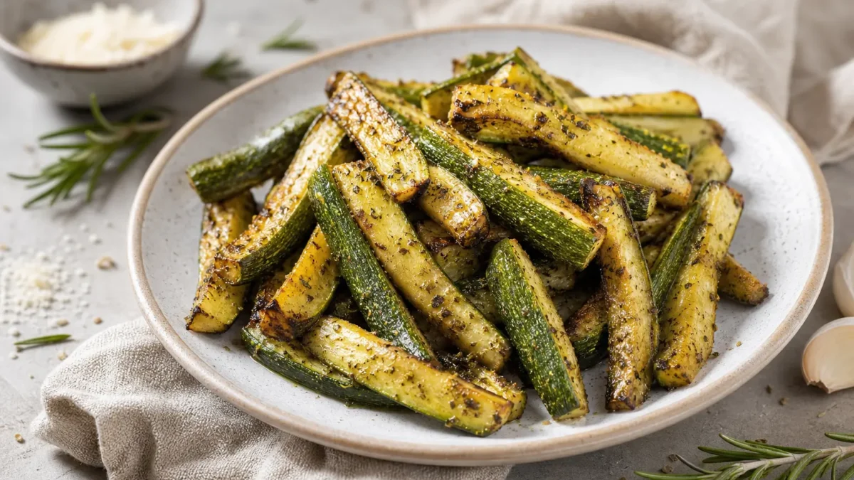 Zucchine con friggitrice ad aria dorate con erbe aromatiche