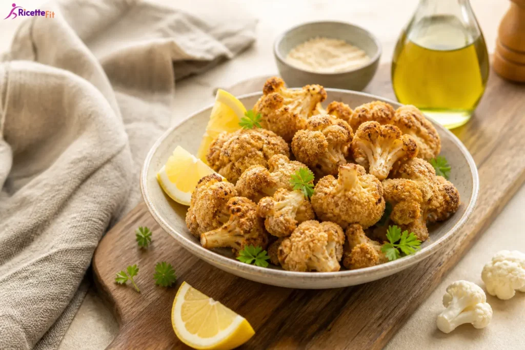 Cavolfiore impanato in friggitrice ad aria con limone e prezzemolo