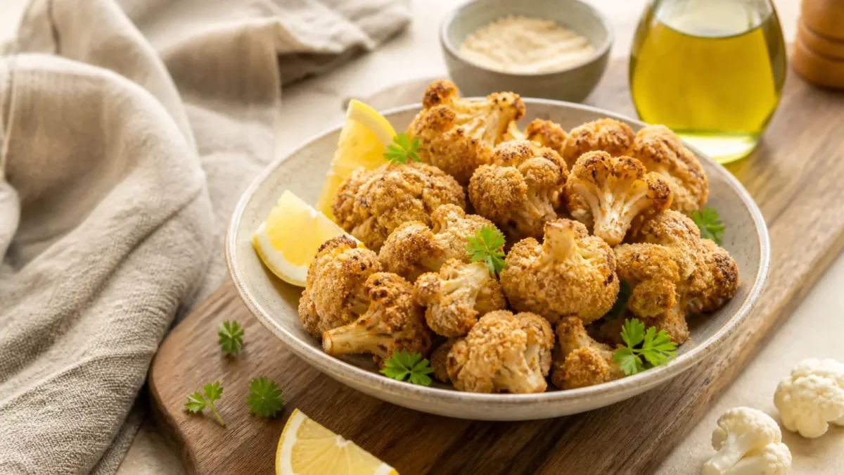 Cavolfiore impanato in friggitrice ad aria con limone e prezzemolo