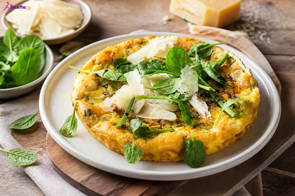 Frittata rognosa fit con spinacino e scaglie di Grana Padano