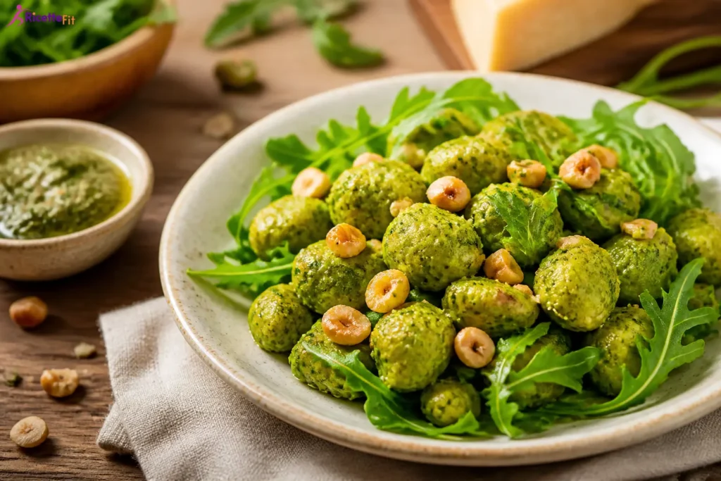 Gnocchi di miglio con pesto di rucola e nocciole