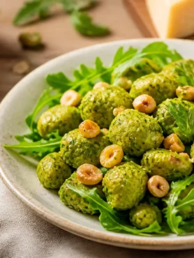 Gnocchi di miglio con pesto di rucola e nocciole