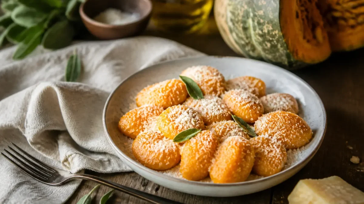 Gnocchi di zucca al cucchiaio con Parmigiano e salvia