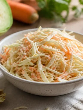 Insalata coleslaw fit con cavolo cappuccio, carote e salsa allo yogurt