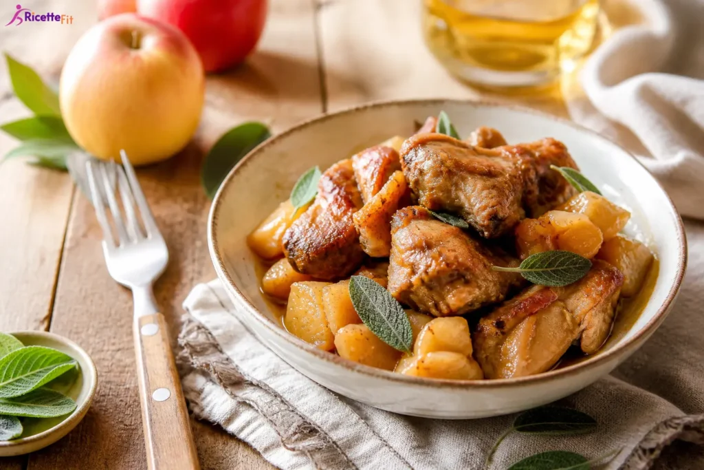 Maiale alle mele in slow cooker con salvia fresca
