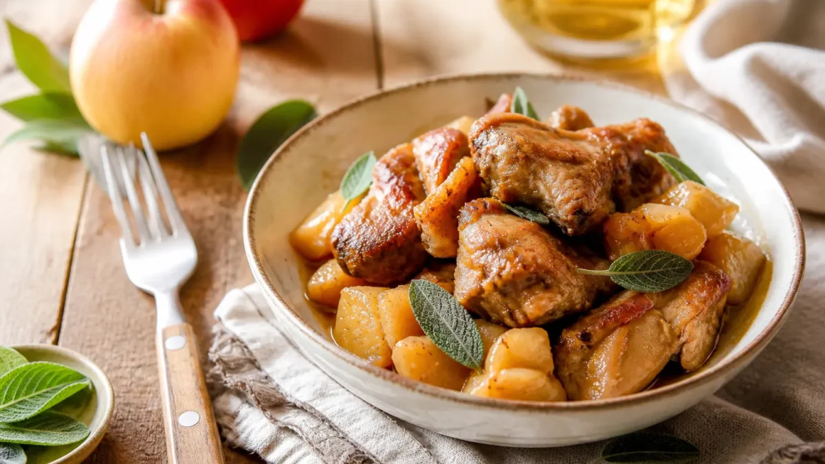 Maiale alle mele in slow cooker con salvia fresca