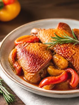 Pollo ai peperoni fit con sugo di pomodoro e rosmarino