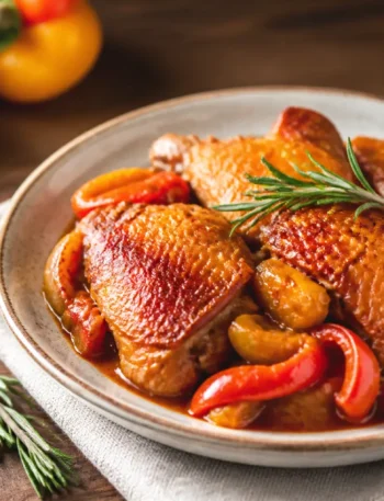 Pollo ai peperoni fit con sugo di pomodoro e rosmarino