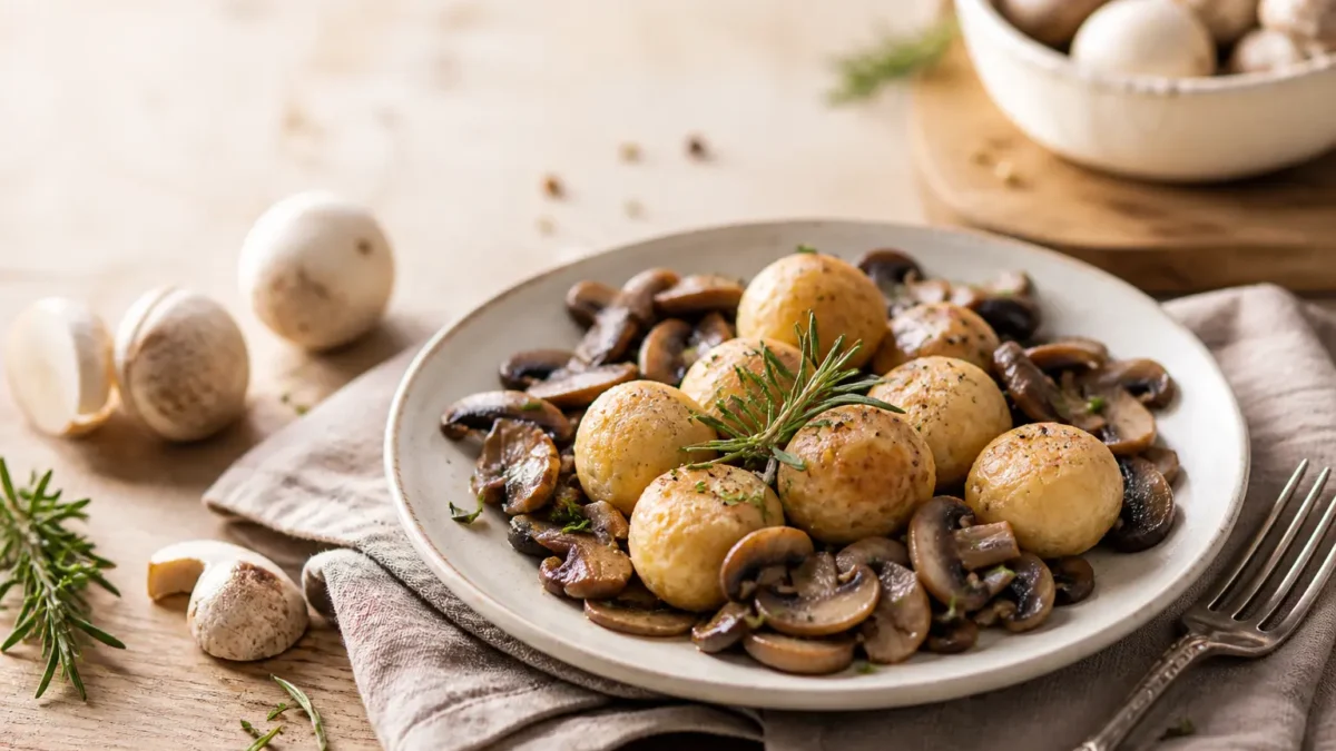 Polpette di ricotta ai funghi con champignon e rosmarino