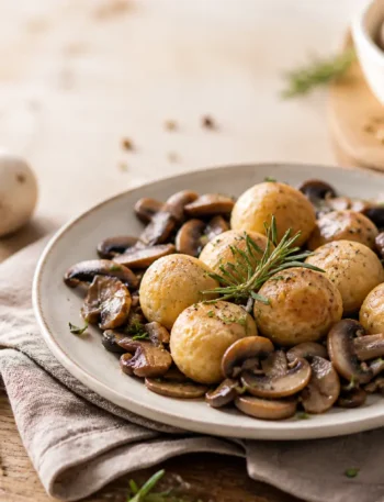 Polpette di ricotta ai funghi con champignon e rosmarino