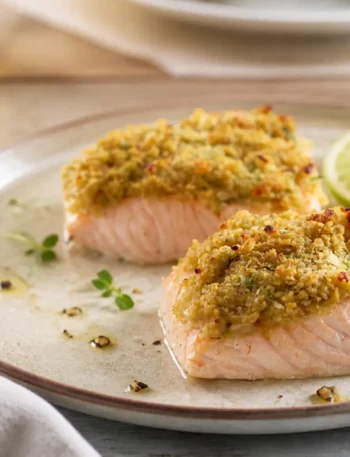 Salmone gratinato allo zenzero con lime e timo
