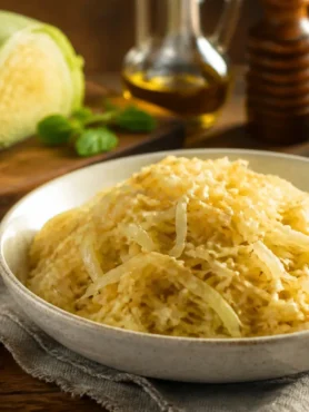 Verza brasata al vino bianco servita in ciotola