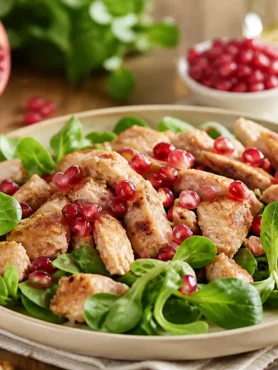 Petto di pollo glassato al melograno con valeriana fresca