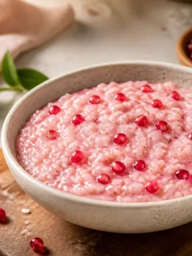 Risotto al melograno fit cremoso con chicchi di melagrana